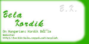 bela kordik business card